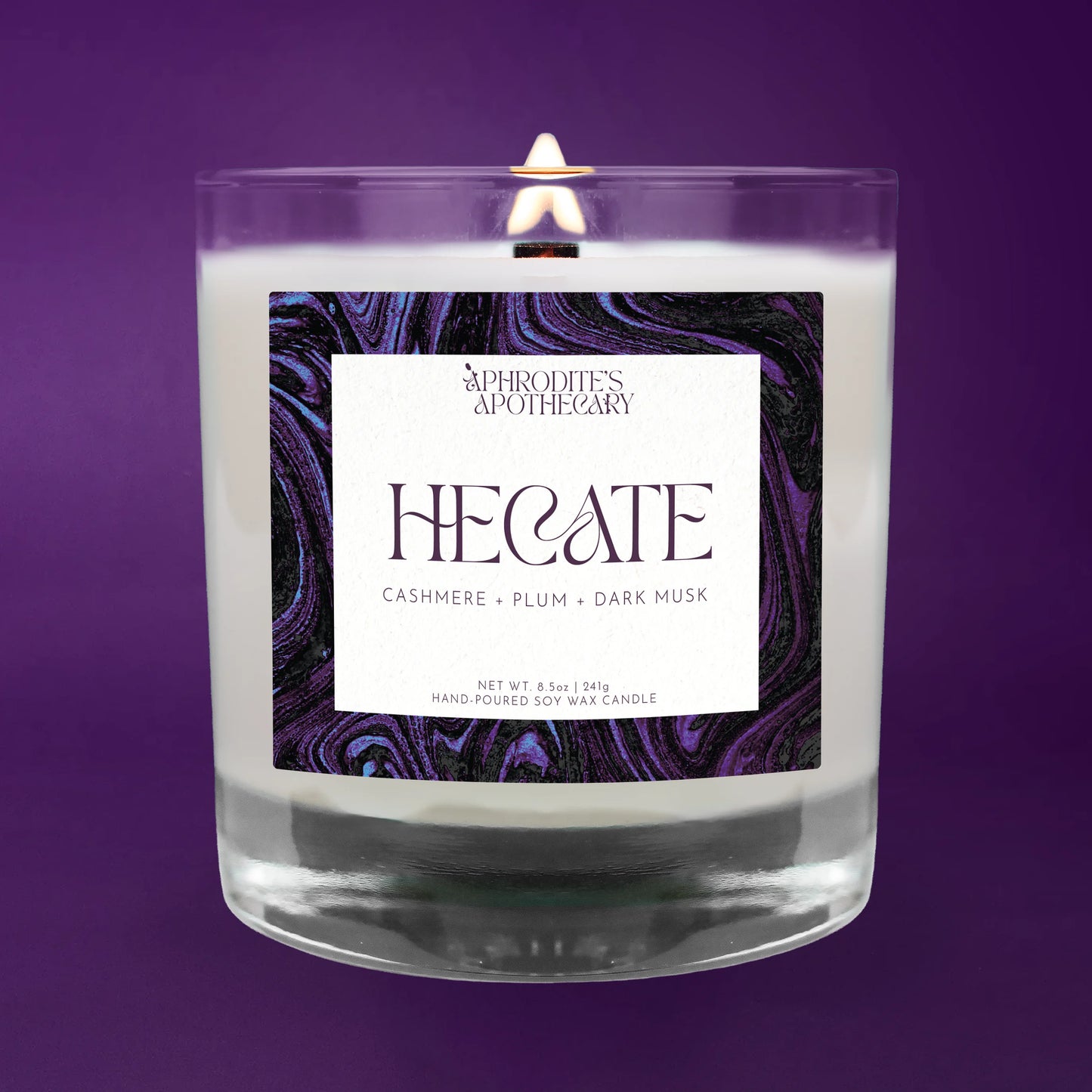 Hecate Candle on a purple background