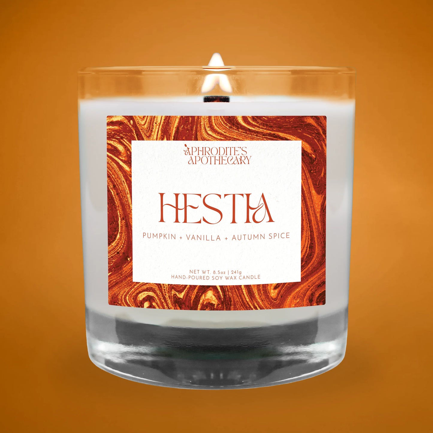 Hestia Candle on an orange background