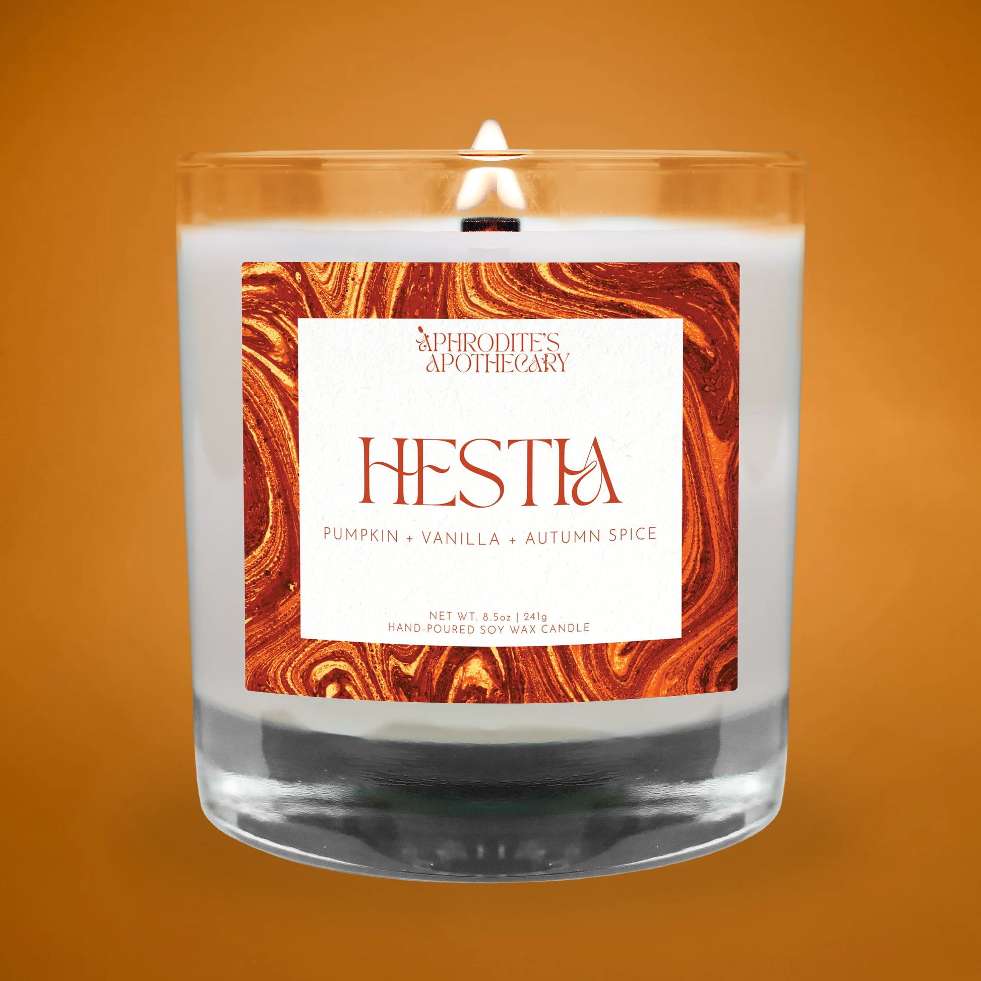 Hestia Candle on an orange background