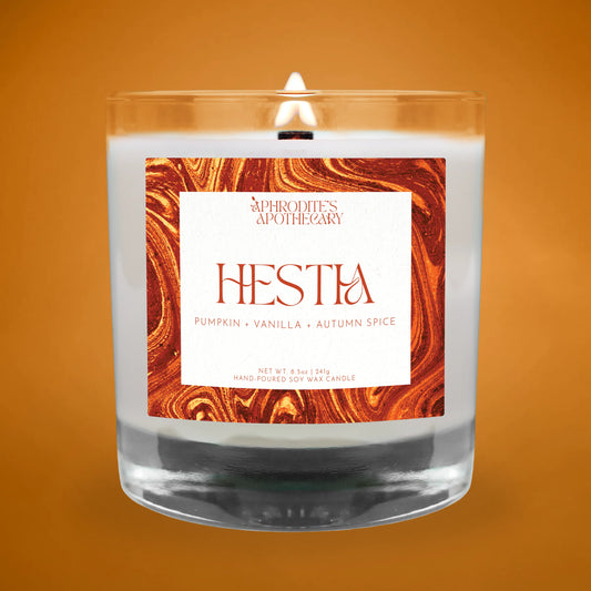 Hestia Candle on an orange background