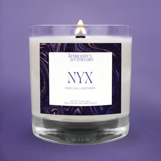 Nyx Candle on a lavender background