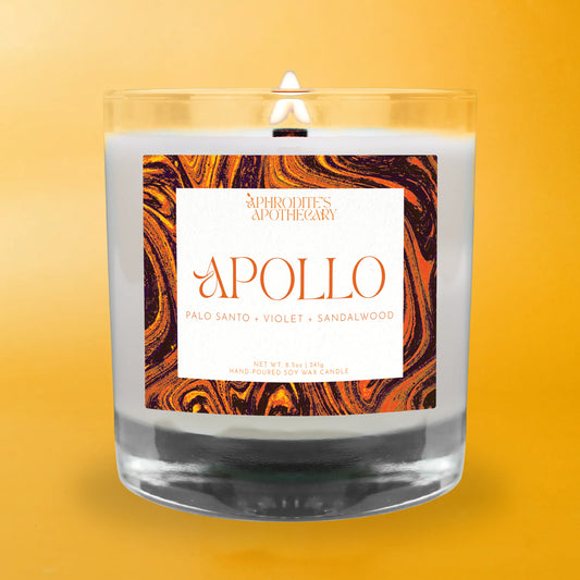 Apollo Candle on a yellow background