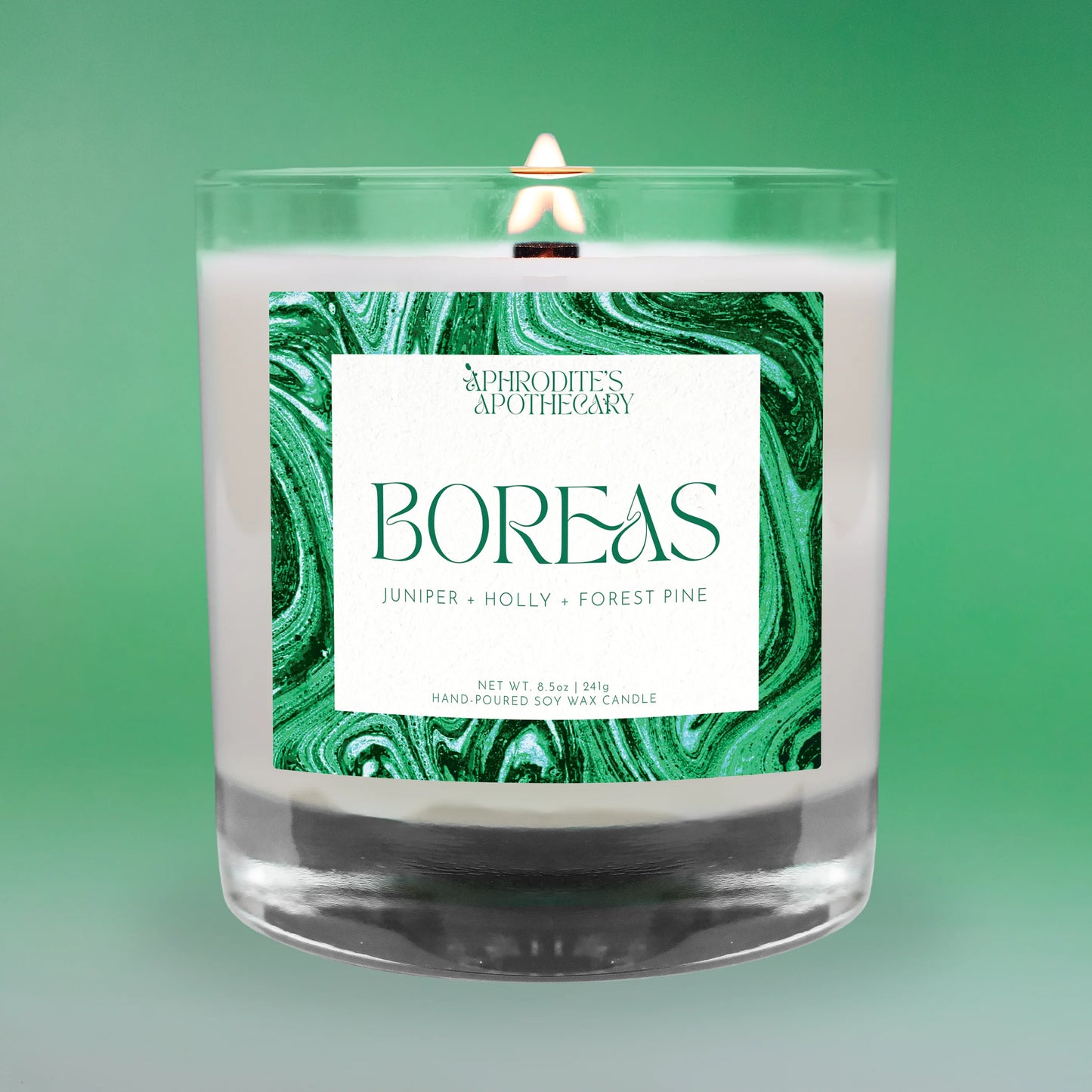 Boreas Candle on a green background