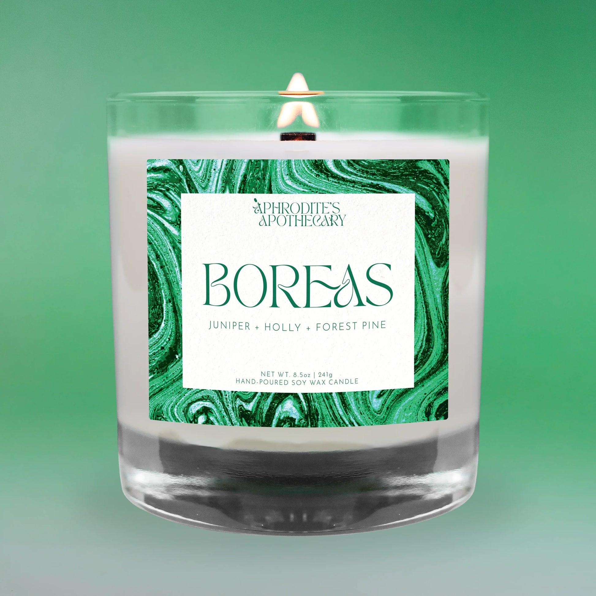 Boreas Candle on a green background