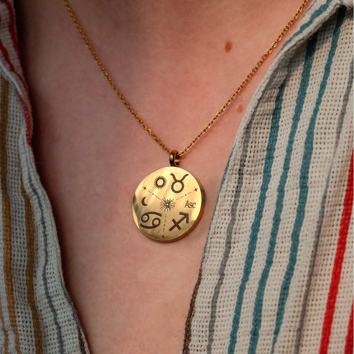 Sun, Moon & Rising Sign Astrology Necklace