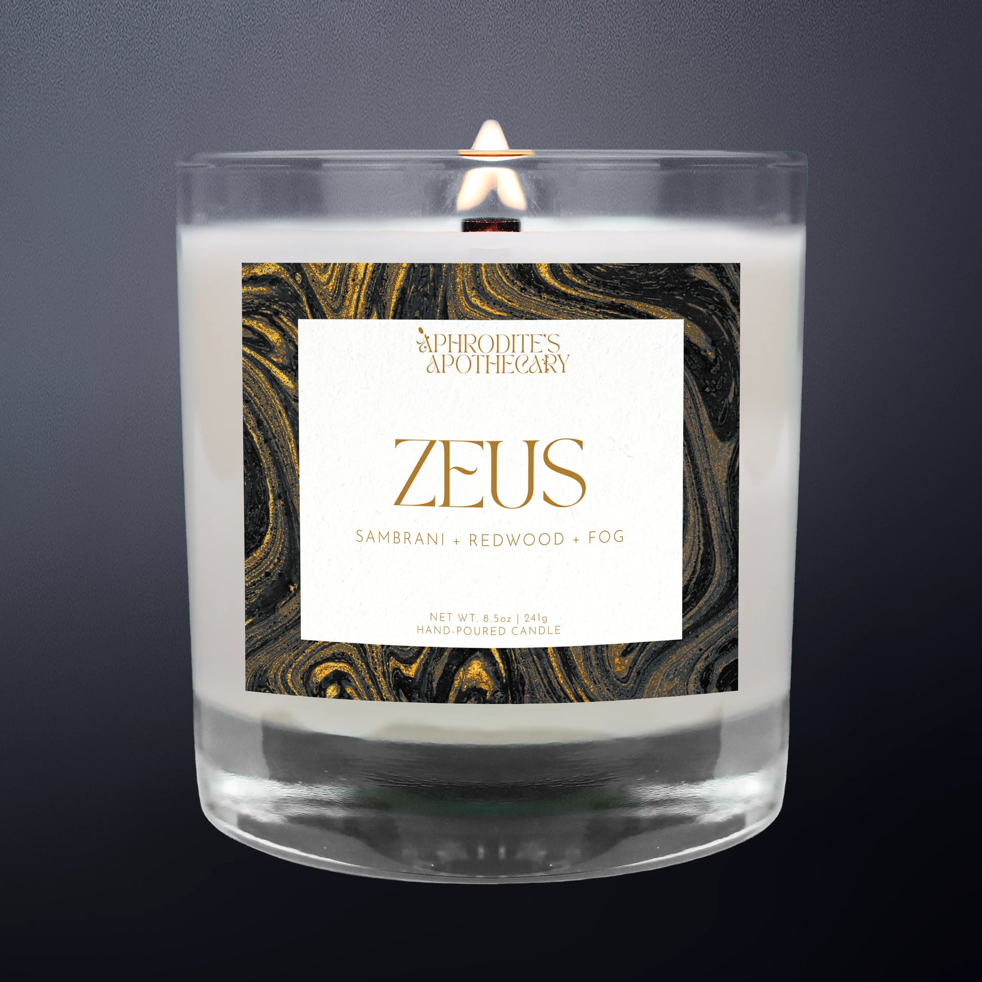 Zeus Candle on a cloudy grey background