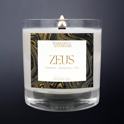 Zeus Candle on a cloudy grey background